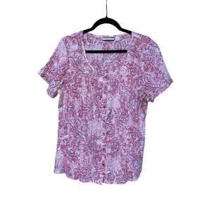 Croft & barrow short sleeve button up stretchy Top SZ XL 57% Polyester 43%cotton